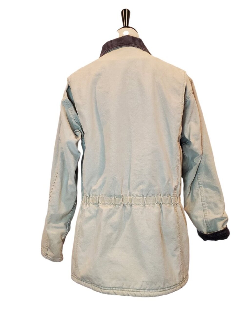 LL BEAN Vintage Barn Coat Field Jacket Womens Khaki/Stone Corduroy/Sherpa Collar - Picture 6 of 12